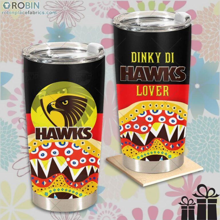 AFL Dinky Di Hawthorn Football Club Lover Aboriginal Flag x Indigenous Stainless Steel Tumbler