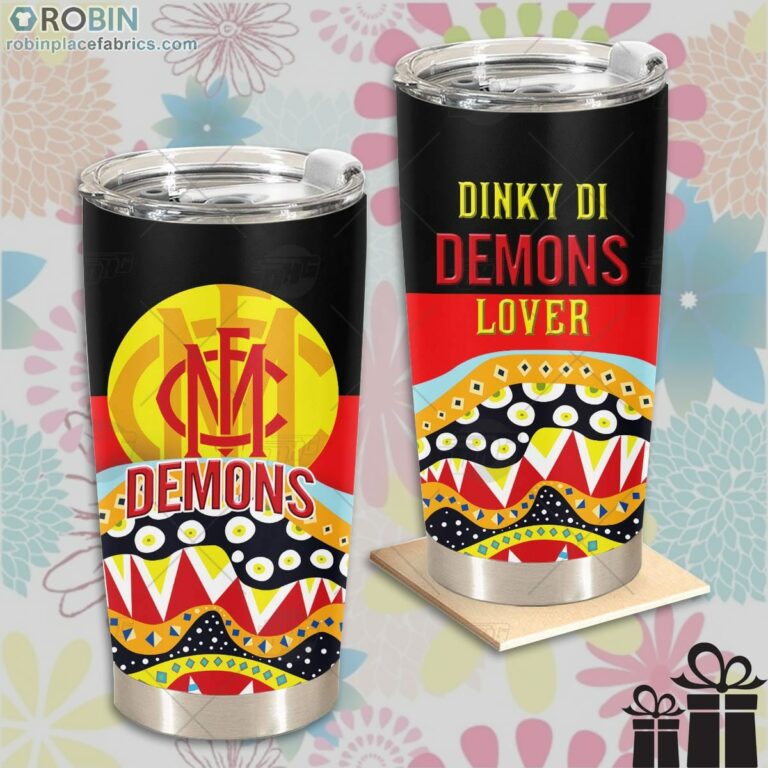 AFL Dinky Di Melbourne Demons Lover Aboriginal Flag x Indigenous Stainless Steel Tumbler