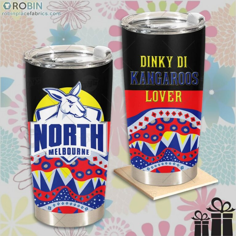 AFL Dinky Di North Melbourne Kangaroos Lover Aboriginal Flag x Indigenous Stainless Steel Tumbler