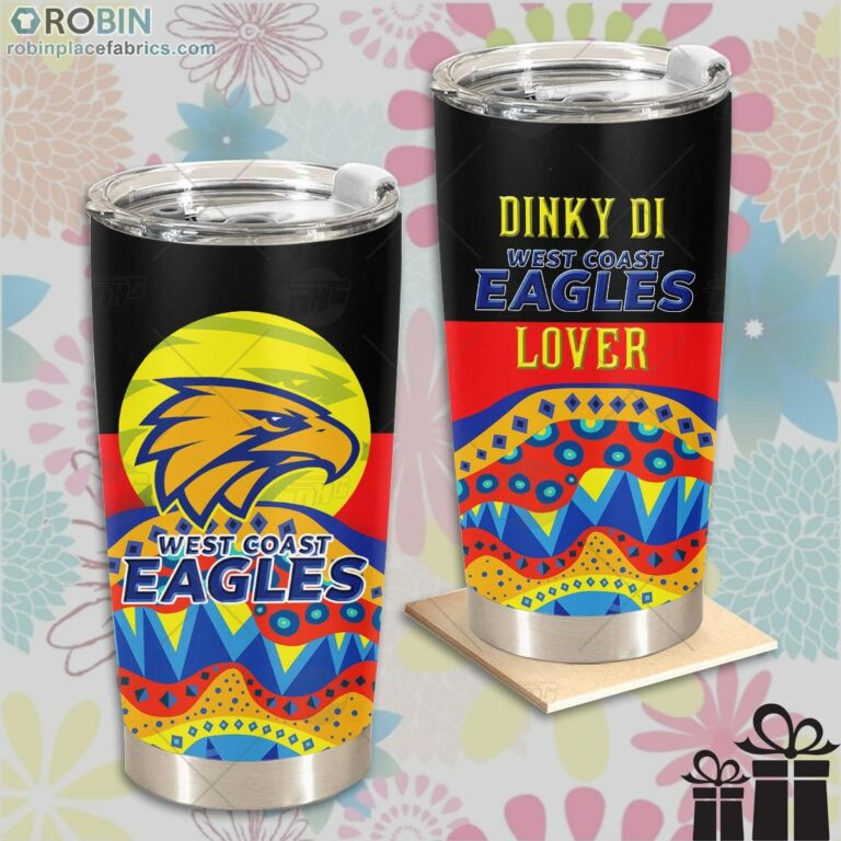 AFL Dinky Di West Coast Eagles Lover Aboriginal Flag x Indigenous Stainless Steel Tumbler