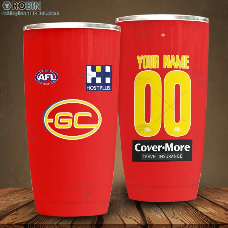Personalise AFL Gold Coast Suns Football Club Home Guernsey Tumbler
