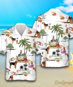 Airedale Beach Hawaiian Shirt, Short Sleeve Button Up Shirt