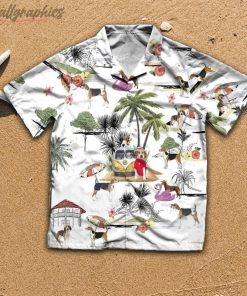 American Foxhound Beach Hawaiian Shirt, Short Sleeve Button Up Shirt