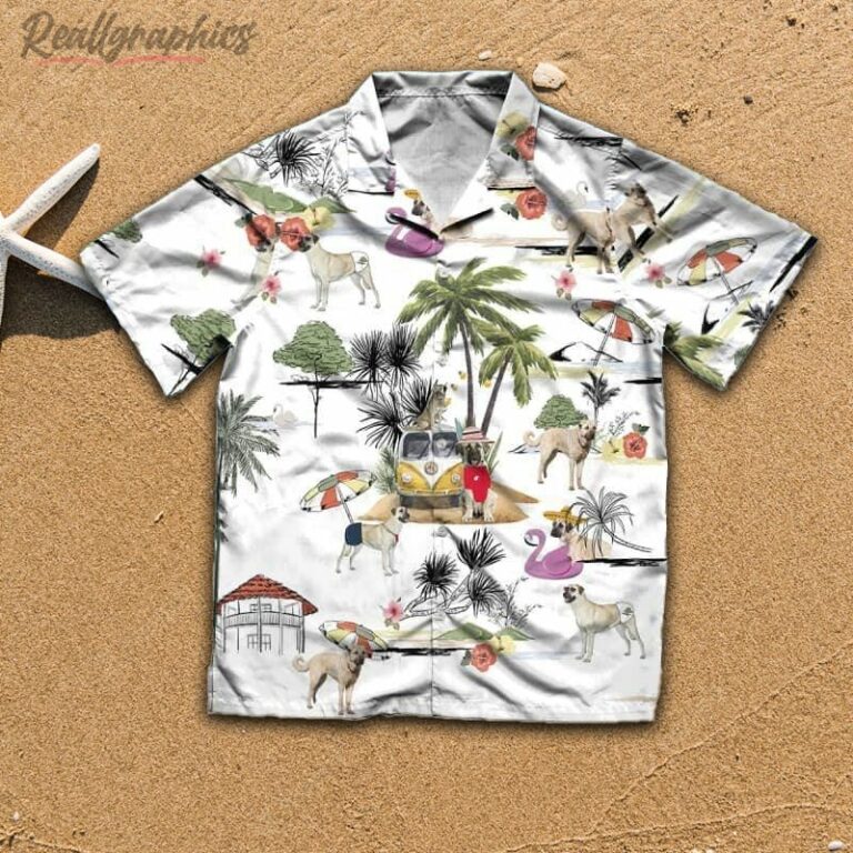 Anatolian Shepherd Beach Hawaiian Shirt, Short Sleeve Button Up Shirt