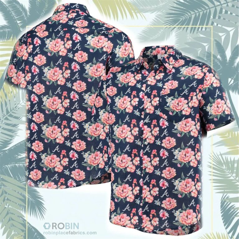 Atlanta Braves Floral Linen Button-Up Shirt