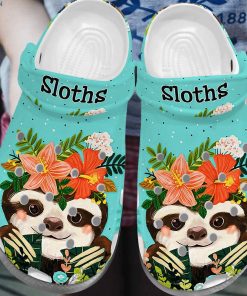 Baby Sloth With Flower Crown Baby Animal Crocs – Classic Clog