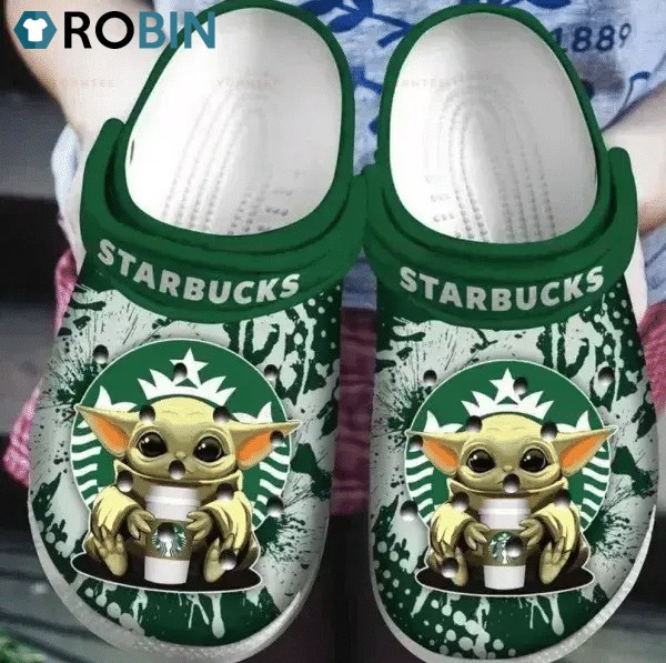 Baby Yoda Starbucks Crocs - Classic Clog - RobinPlaceFabrics