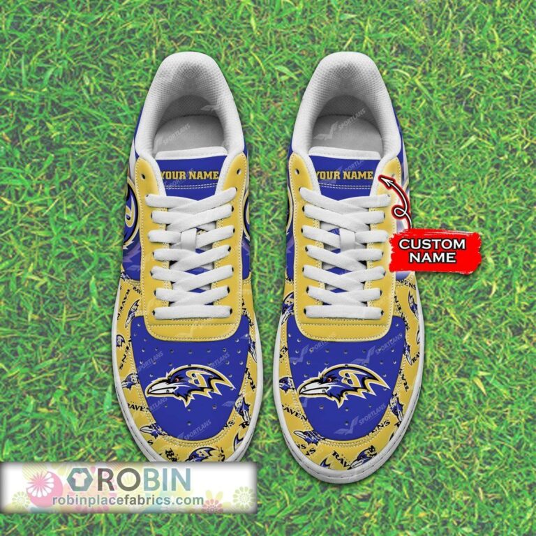 Baltimore Ravens NFL Custom Name Air Force 1 Shoes