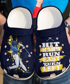 Baseball Hit Hard Run Fast Crocs – Classic Clog
