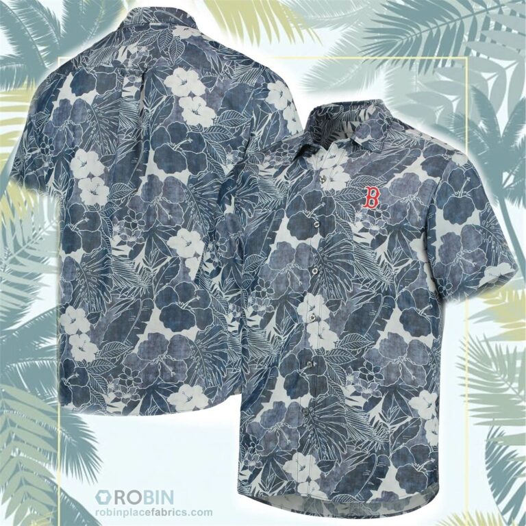 Boston Red Sox Tommy Bahama Coconut Point Playa Floral Button-Up Shirt