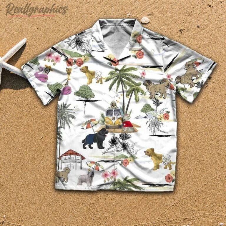 Briard Beach Hawaiian Shirt, Short Sleeve Button Up Shirt