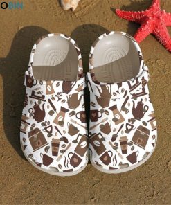 Brown Coffee Pattern Crocs – Classic Clog