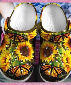 Butterfly Sunflower  Rubber Crocs – Classic Clog