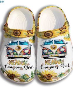 Camping Girl  Sunflower Hippie 3 Unisex Crocs