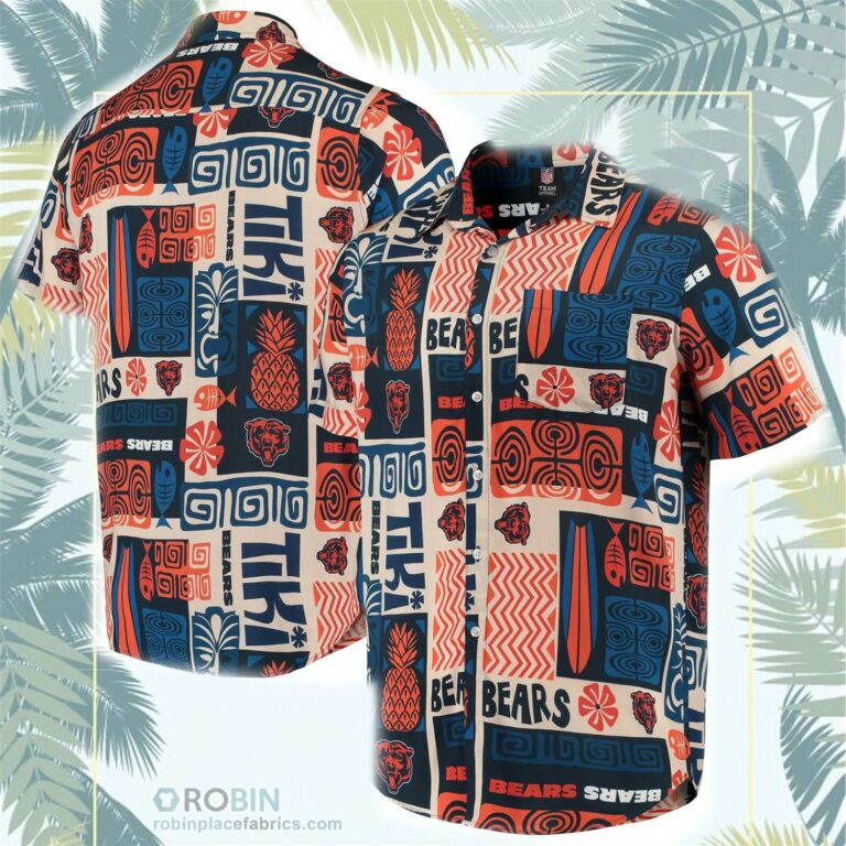 Chicago Bears Tiki Floral Button-Up Woven Shirt