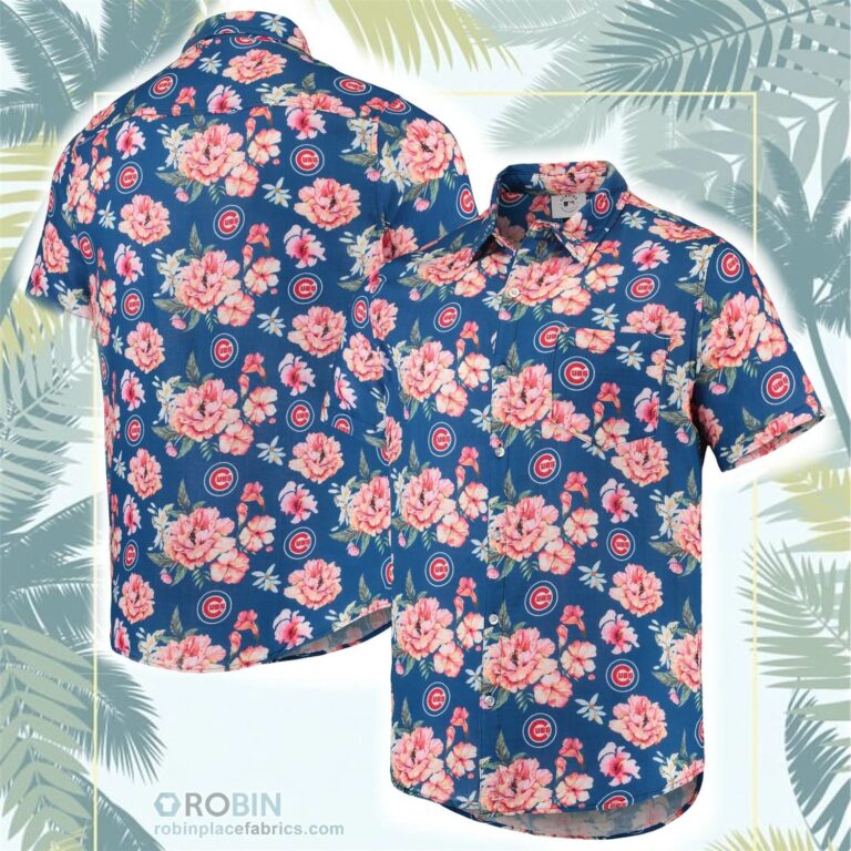 Chicago Cubs Floral Linen Button-Up Shirt