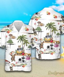 Chorkie Beach Hawaiian Shirt, Short Sleeve Button Up Shirt