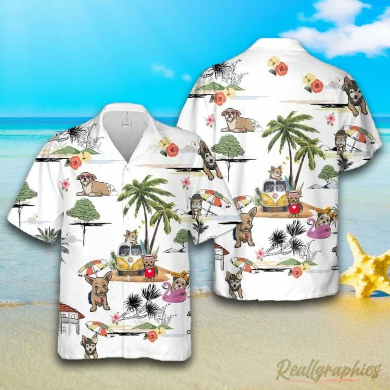 Chorkie Beach Hawaiian Shirt, Short Sleeve Button Up Shirt