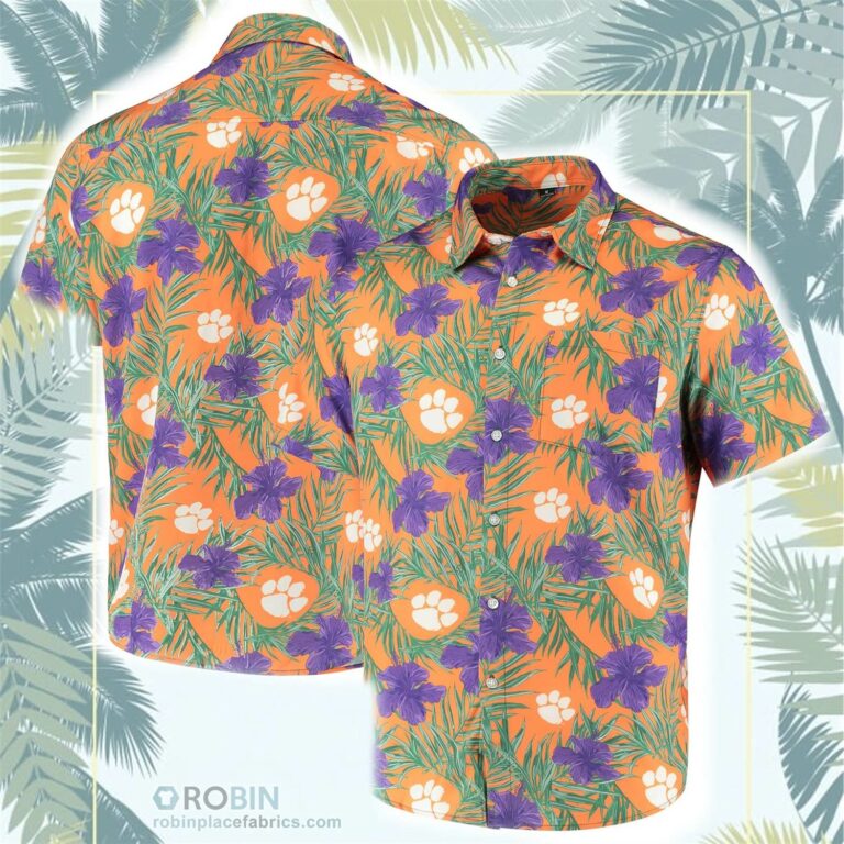 Clemson Tigers Floral Button-Up Shirt