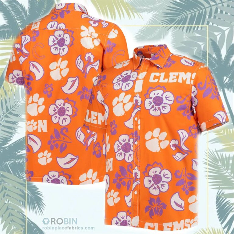 Clemson TigersShort Sleeve Floral Button-Up Shirt
