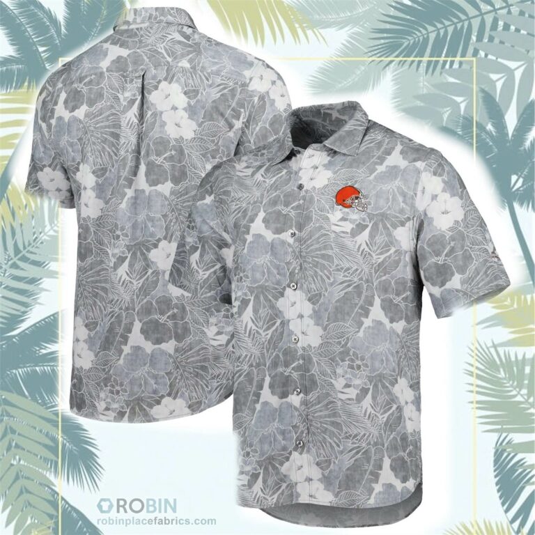 Cleveland Browns Tommy Bahama Coconut Point Playa Floral Camp Button-Up Shirt