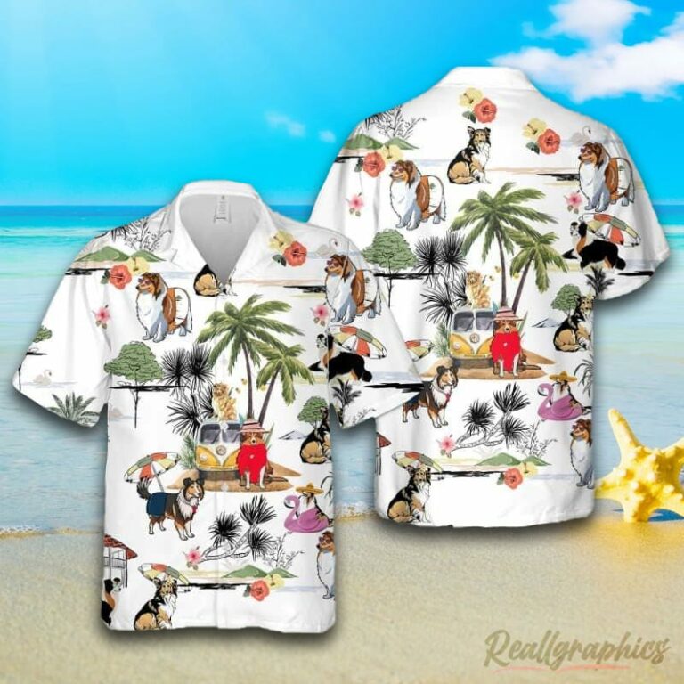 Collie Beach Hawaiian Shirt, Short Sleeve Button Up Shirt