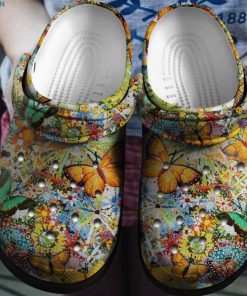 Colorful Butterfly Garden Vintage  Crocs – Classic Clog
