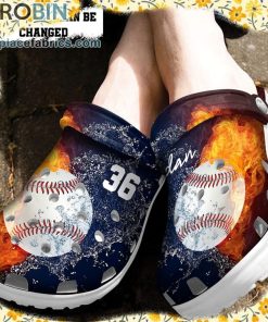 Custom Crocs – Personalized Fire and Water Baseball Clog Shoes