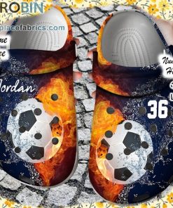 Custom Crocs – Personalized Fire and Water Soccer Clog Shoes