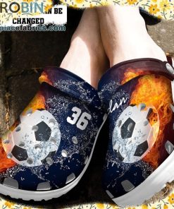 Custom Crocs – Personalized Fire and Water Soccer Clog Shoes