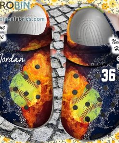 Custom Crocs – Personalized Fire and Water Softball Clog Shoes