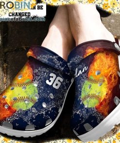 Custom Crocs – Personalized Fire and Water Softball Clog Shoes