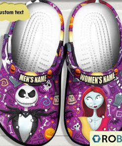 Custom Name Halloween Jack Skellington Purple Classic Clogs