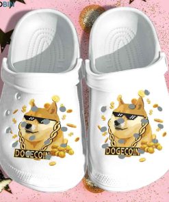 Dogecoin White Printed Crocs – Classic Clog