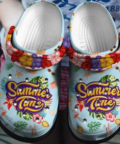 Flamingo Flower Summer Time Unisex Crocs