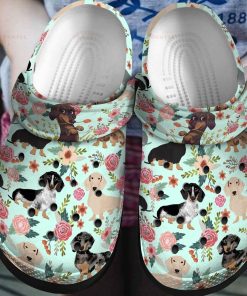 Flower Dachshund Tropical Crocs – Classic Clog Flower Dachshund Tropical Crocs – Classic Clog