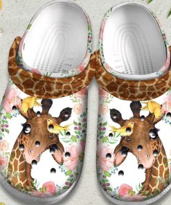 Flower Giraffe With Bird Cute Animal  Unisex Crocs