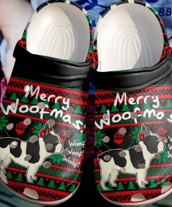 French Bull Dog Merry Woofmas Fashion Style 2 Unisex Crocs
