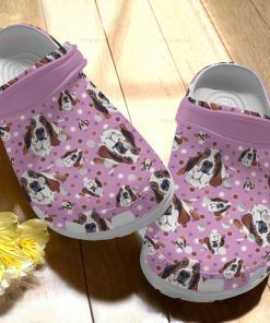 Funny Basset Hound Pink Crocs – Classic Clog