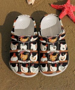 Funny Chickens Pattern Rubber Crocs – Classic Clog