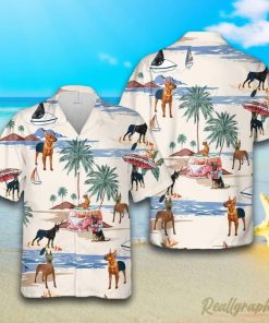 German Pinscher Summer Beach Hawaiian Shirt