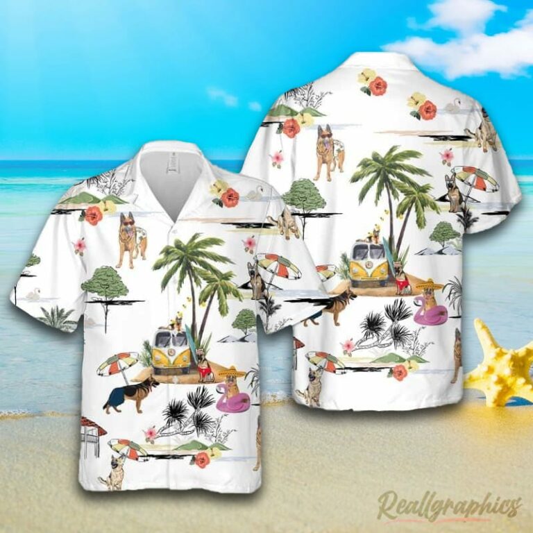 German Sherp Beach Hawaiian Shirt, Short Sleeve Button Up Shirt