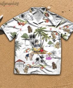 Golden Doodle Beach Hawaiian Shirt, Short Sleeve Button Up Shirt