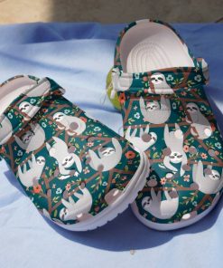 Grey Sloth  Animal On Tree Unisex Crocs