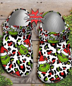Grinch Christmas Animal Print Seamless Leopard Pattern Customized Classic Clog