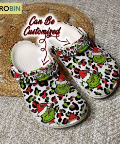Grinch Christmas Animal Print Seamless Leopard Pattern Customized Classic Clog
