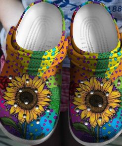 Hippie Sunflower Colorful Crocs – Classic Clog