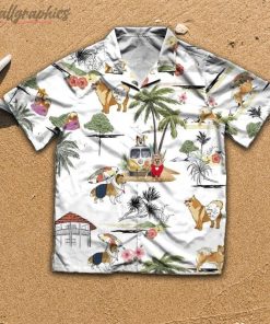 Icelandic Sheepdog Beach Hawaiian Shirt, Short Sleeve Button Up Shirt Icelandic Sheepdog Beach Hawaiian Shirt, Short Sleeve Button Up Shirt