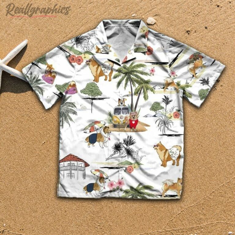 Icelandic Sheepdog Beach Hawaiian Shirt, Short Sleeve Button Up Shirt