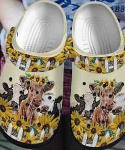 Just Love Cows Sunflower Crocs – Classic Clog Just Love Cows Sunflower Crocs – Classic Clog